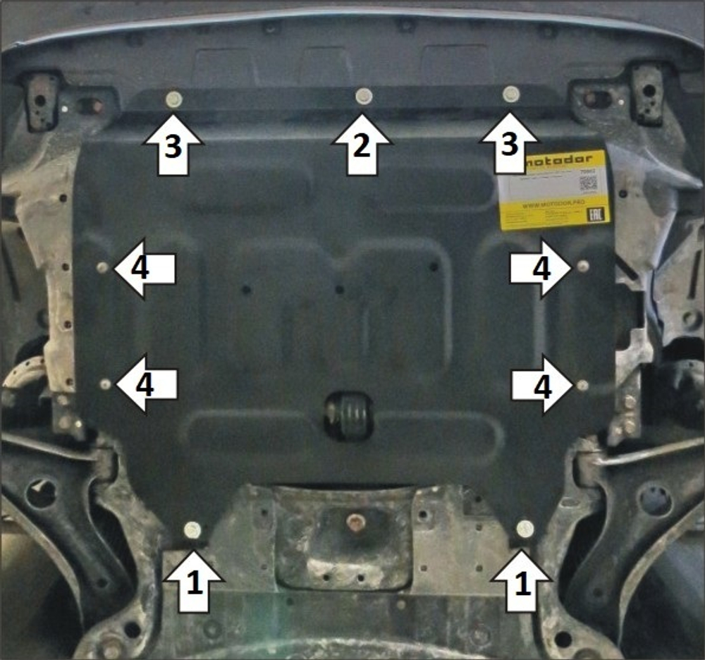 Защита стальная 2 мм Д;КПП Honda Freed; V=1,5; 2WD; с 2016г MOTODOR.70802
