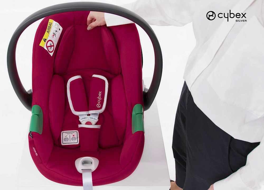 Коляска Cybex Balios S Lux TPE complete Aton B2 Dynamic Red 3 в 1 Seashell Beige с дождевиками