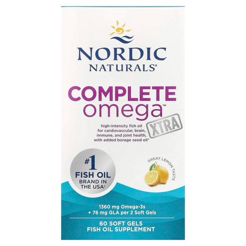 Nordic Naturals, Complete Omega Xtra, со вкусом лимона, 60 капсул (680 мг в 1 капсуле)