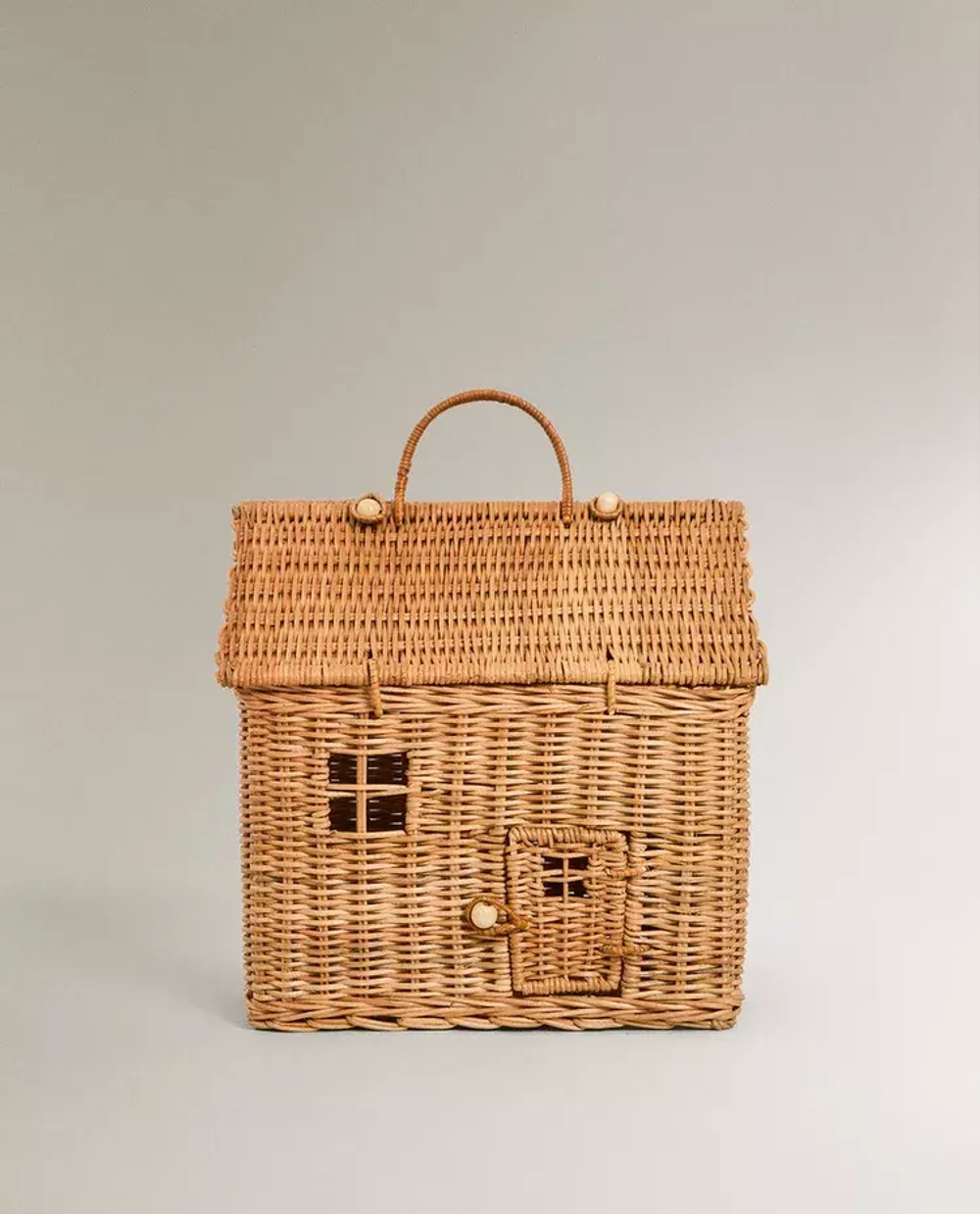 ZARA HOME КОРЗИНА ДЛЯ ХРАНЕНИЯ ДЕТСКИХ ИГРУШЕК В ФОРМЕ ДОМИКА, СВЕТЛО-БЕЖЕВЫЙ