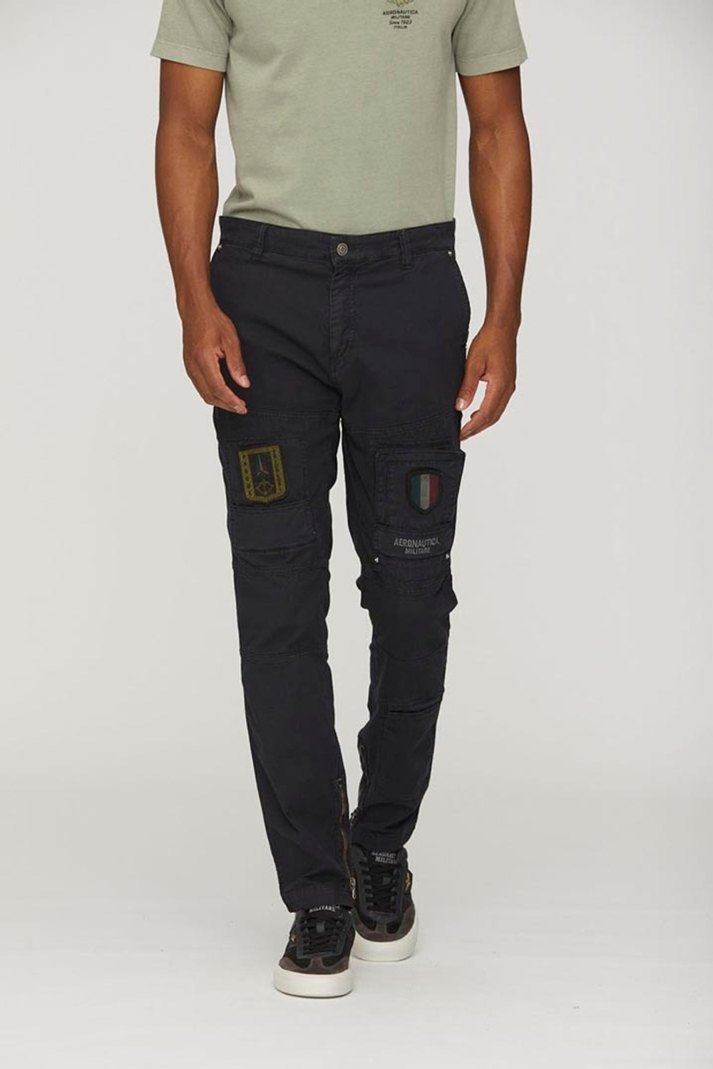 Брюки карго муж. AERONAUTICA 1591 синий карманы antiG