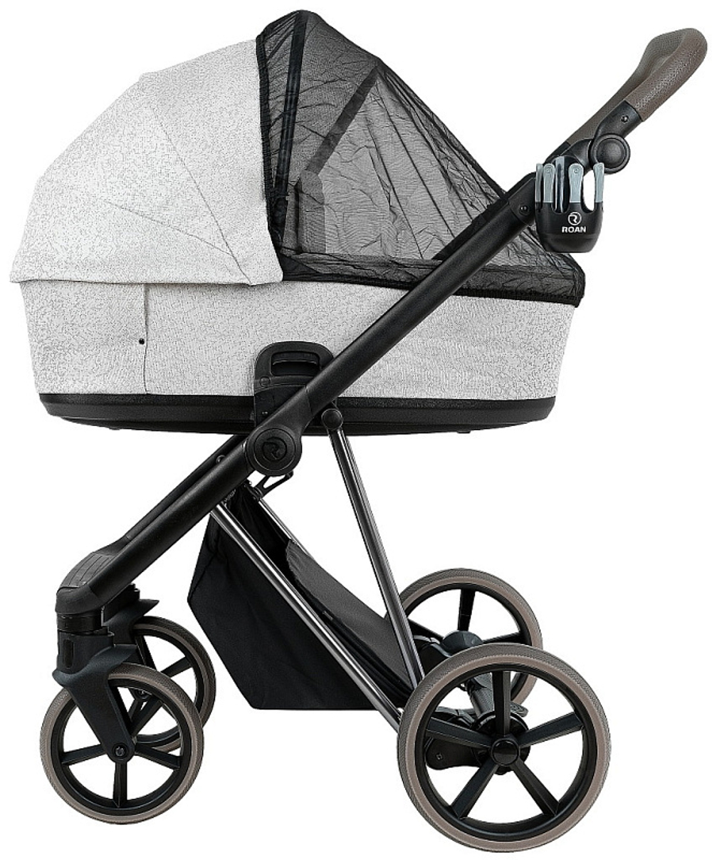 Детская коляска Roan Sol Vintage Luxury 2.0 3 в 1 с автокреслом Tutis Elo Black PIX/50/L Pixel/Light/Black/руч.Cappuccino