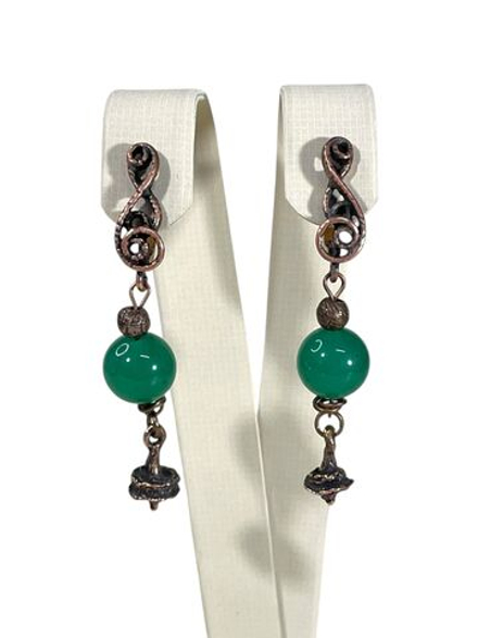 Серьги Завиток и нефрит