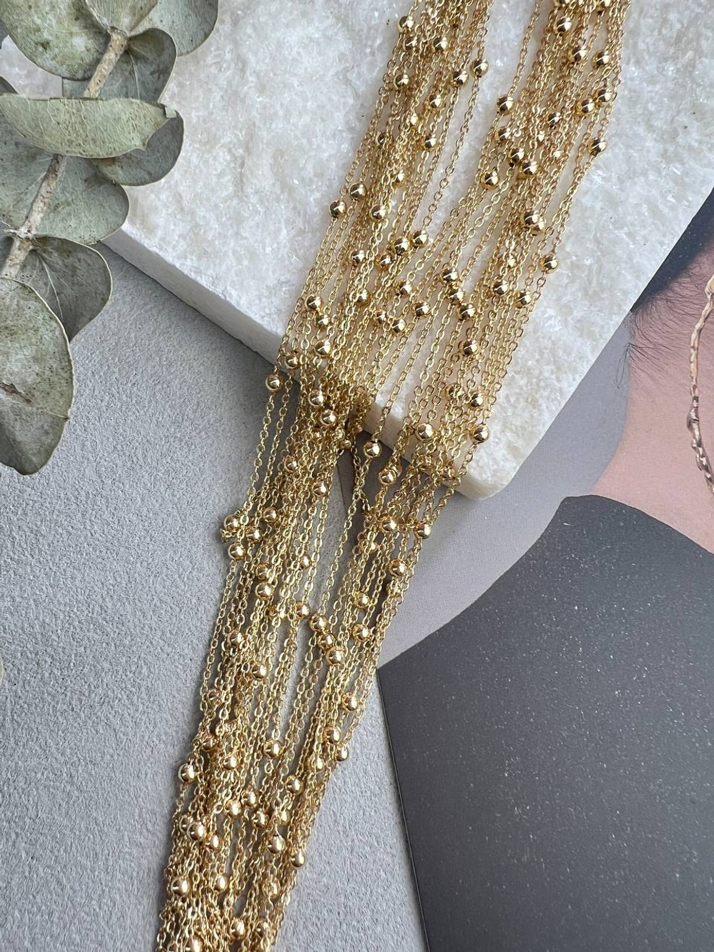 Цепочка «Шарик» позолота 14k, звено 1/3 мм, 2 метра