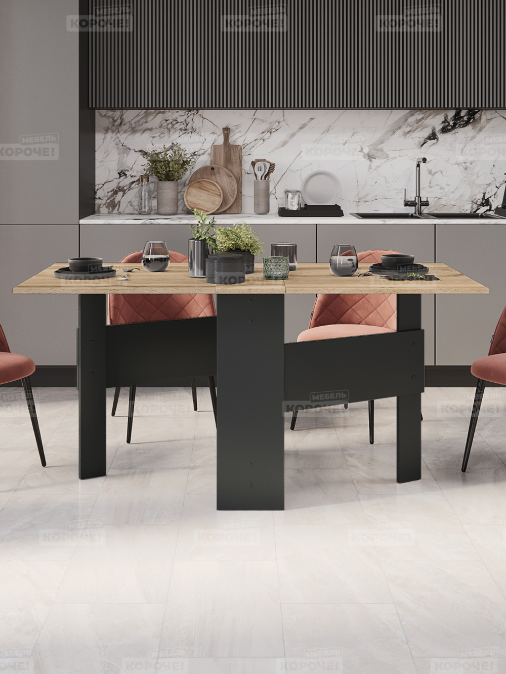 Стол - Книжка. Дуб Вотан - Антрацит