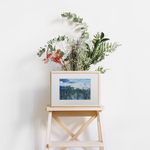 Картина авторская акварельная в паспарту 21х30 см на стену для интерьера " Охота за карасями на закате"