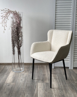 Стул М-City DISAUR Волкано (Volcano) Белый Wales-101, ткань, Светло-Беж Maison 09, Экокожа, Черный каркас