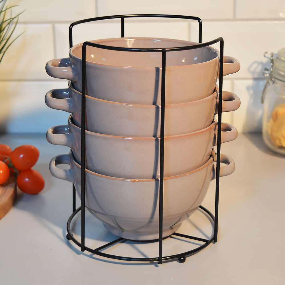 Набор бульонниц 4 предмета 650мл на подставке "Сахара"