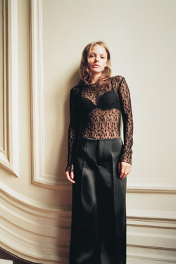 ZARA АТЛАСНЫЕ БРЮКИ С ВЫСОКОЙ ПОСАДКОЙ, ЧЕРНЫЙ