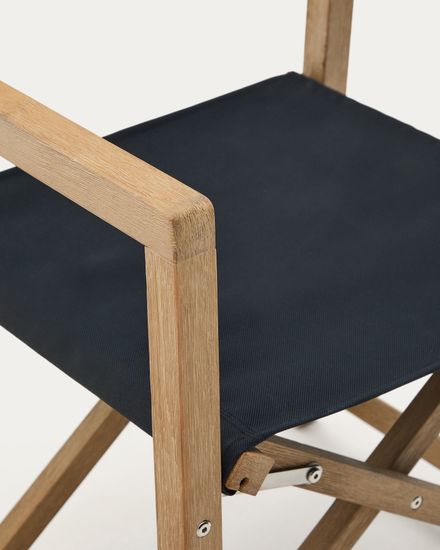 Складное уличное кресло Vilara из акации и ткани черного цвета