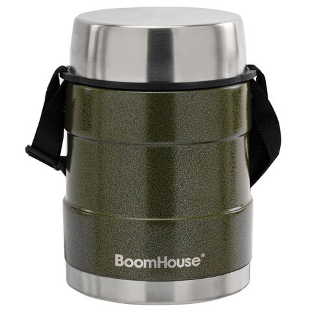 Термос 1,2 л для еды/напитков с широким горлом, BOOMHOUSE (БУМХАУС) RIBBED, контейнер, нержавеющая сталь SUS304, 700323