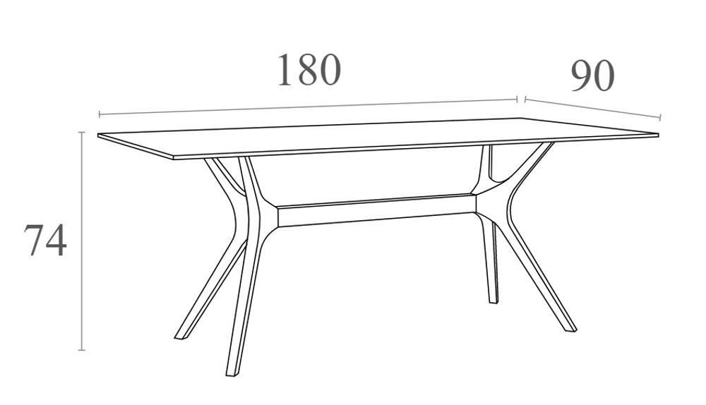 Стол пластиковый Siesta Contract Ibiza Table 180, коричневый