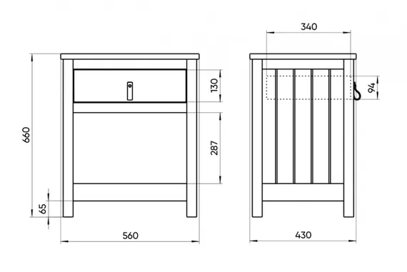 Тумба прикроватная Ellipse Wood Серый