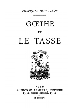 Goethe et le Tasse | Pierre de Bouchaud