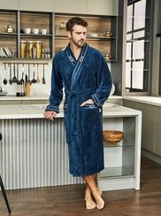 Халат мужской SAMUEL без капюшона Морская волна POLENS Турция
