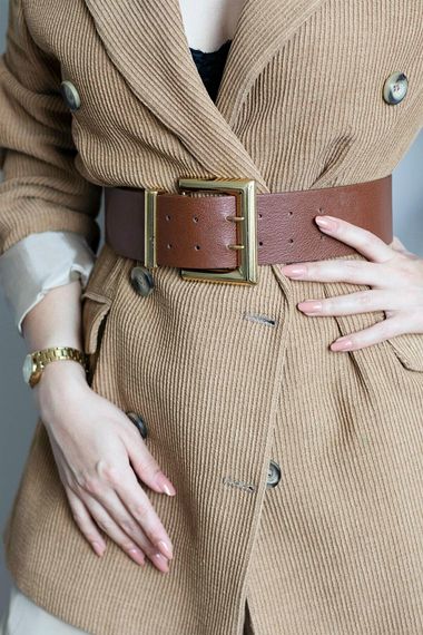 Qadın üçün qəhvəyi kəmər 537K90836E449A