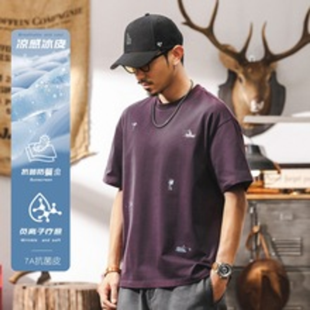 Футболка с короткими рукавами и вышивкой мужской летняя