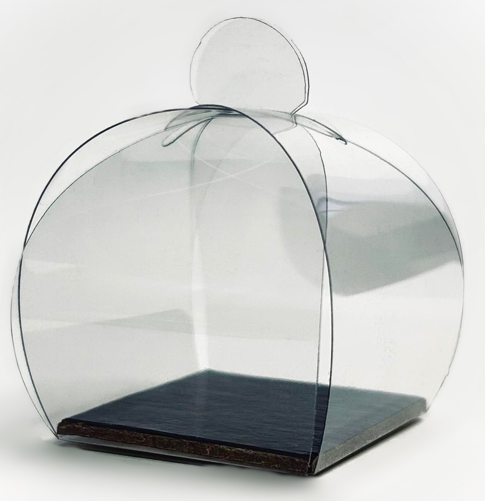 Коробочка для десерта прозрачная с черной подложкой 10х10х10 см