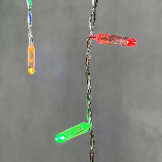 Светодиодная бахрома с колпачком 3,1*0,5 м., 120 разноцветных LED ламп, мерцание, прозрачный провод ПВХ, IP65, LTC (PIL120BLWCAP-10-2M)