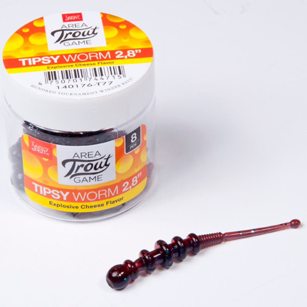 Слаги съедобные LJ Pro Series Tipsy Worm 2,3 in (58 мм), цвет T77, 12 шт