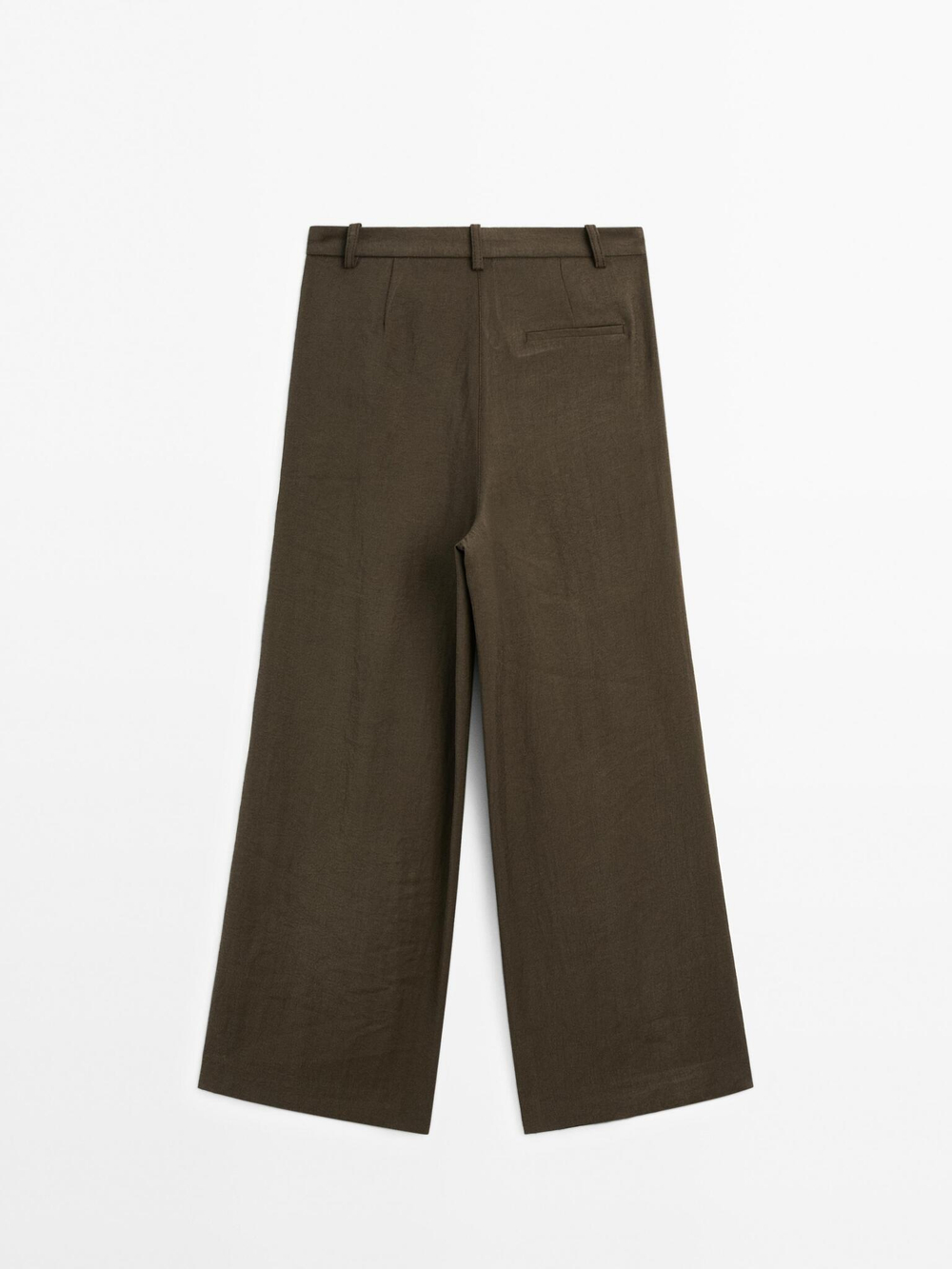 Massimo Dutti Укороченные брюки с широкими штанинами и защипами, шоколадный