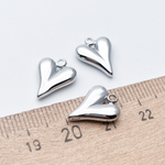 Подвеска Сердце, цвет серебро (родий), размер 14*11 мм, цена за 1 шт