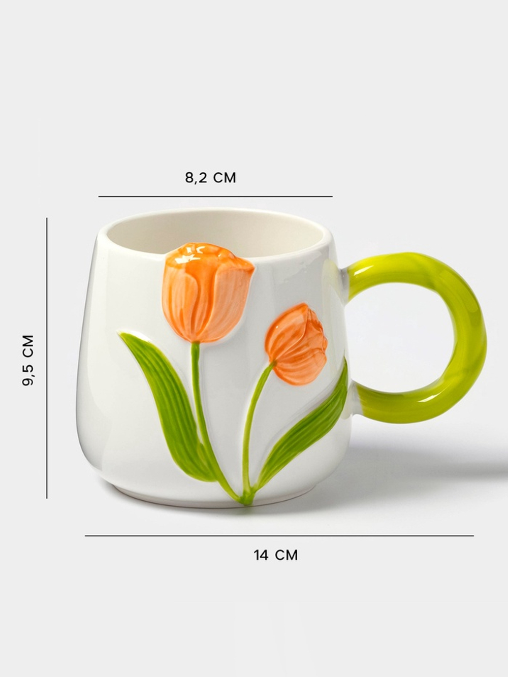 Кружка «Тюльпан», 430 мл, оранжевый цветок, керамика, белая