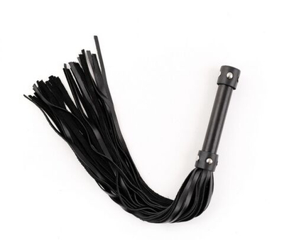 Черная кожаная плеть с ручкой - 55 см. (Цвет: черный)