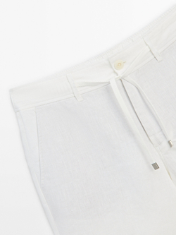 Massimo Dutti 100% льняные шорты-бермуды, кремовый