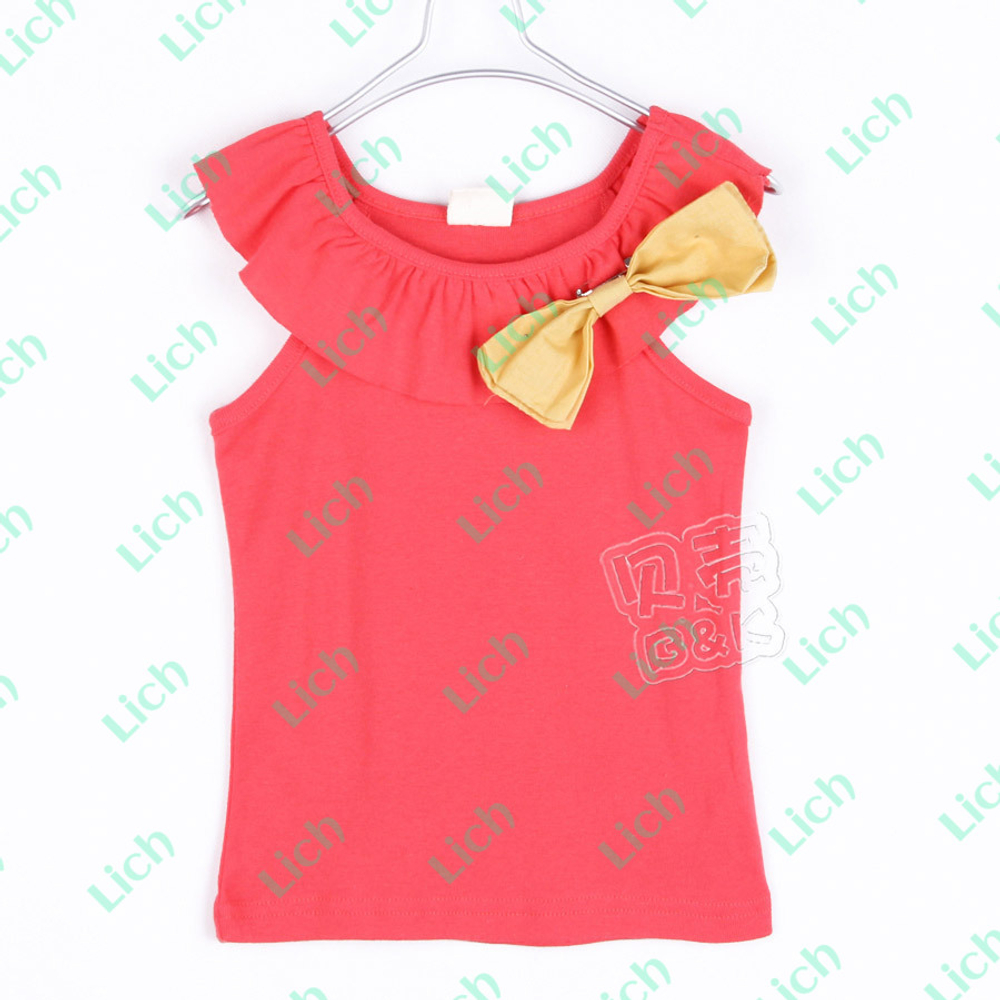 Майка детская с оборкой и контрастным бантом