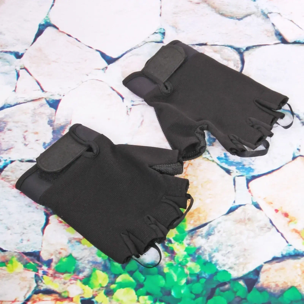 Перчатки туристические черные без пальцев KF37