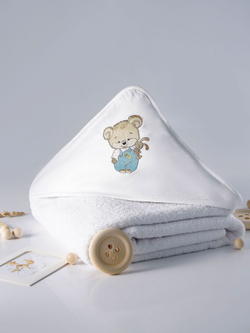 Полотенце детское 90х90 Claire Batiste Atelier Honey Boy для новорожденных с капюшоном