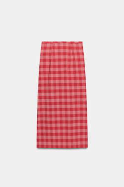 ZARA ЮБКА МИДИ С ВОЛАНАМИ — ZW COLLECTION, КРАСНЫЙ