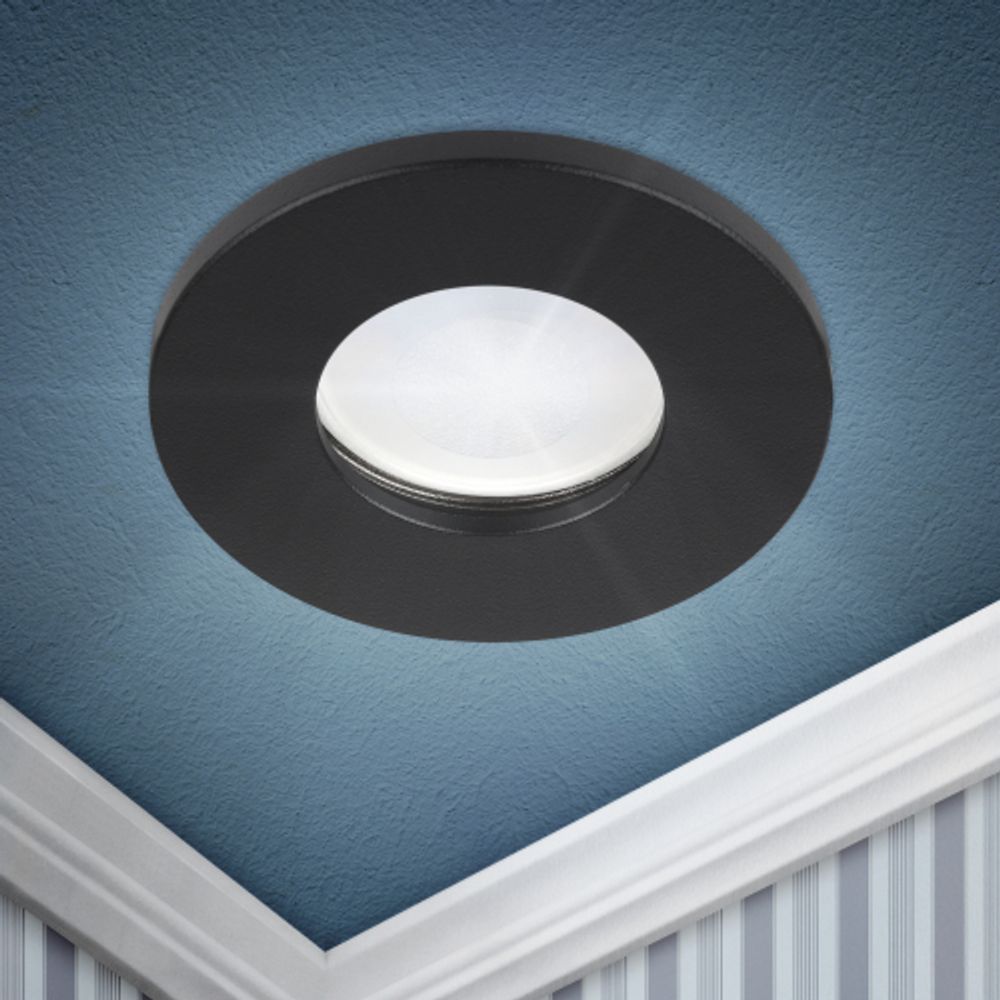 Встраиваемый светильник влагозащищенный ЭРА WR3 BK MR16/GU5.3, IP44, черный | Влагозащищенные встраиваемые светильники