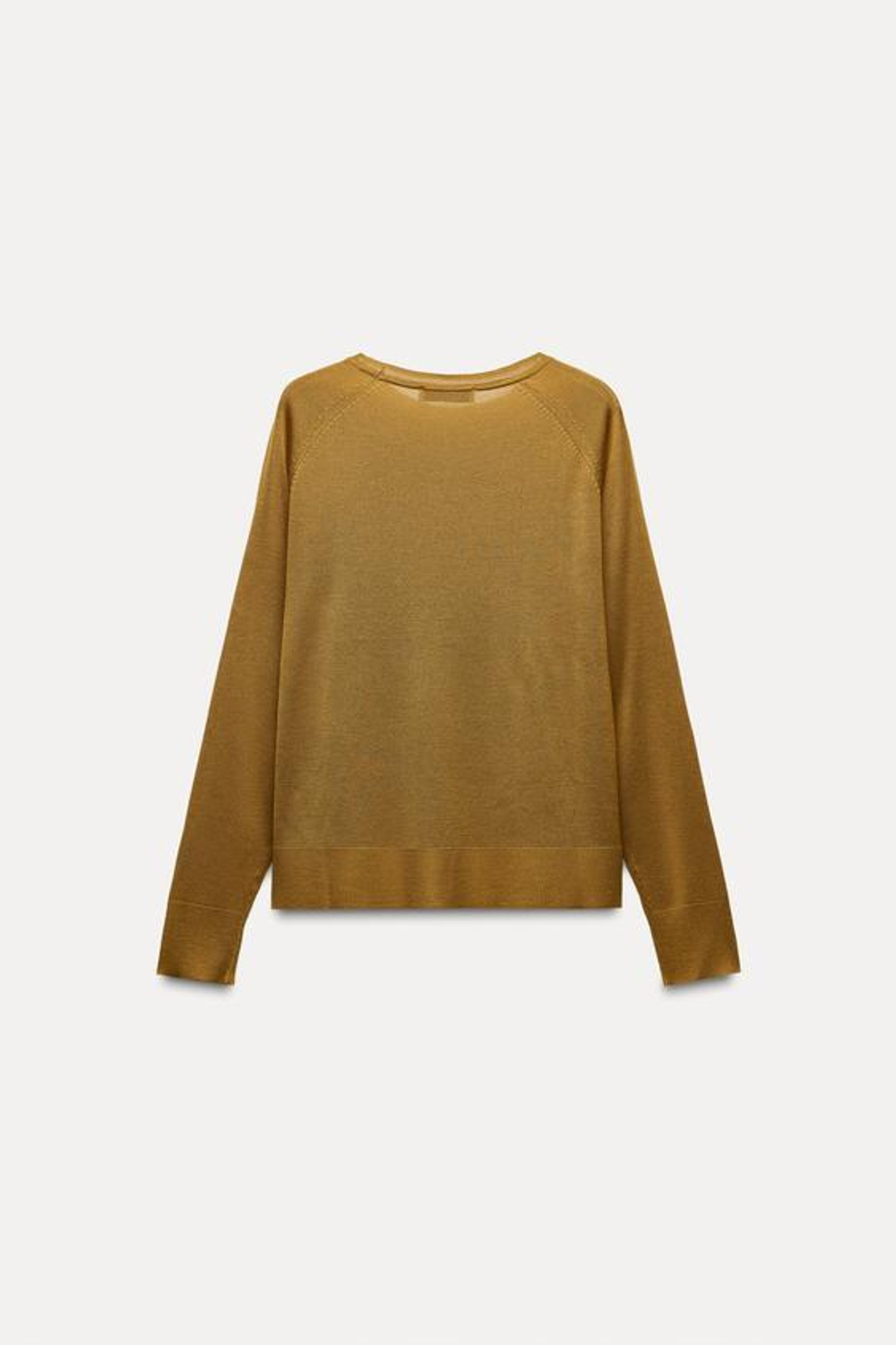 ZARA БАЗОВЫЙ ДЖЕМПЕР ИЗ ТОНКОГО ТРИКОТАЖА, ЦВЕТ ОЛИВКОВОГО МАСЛА