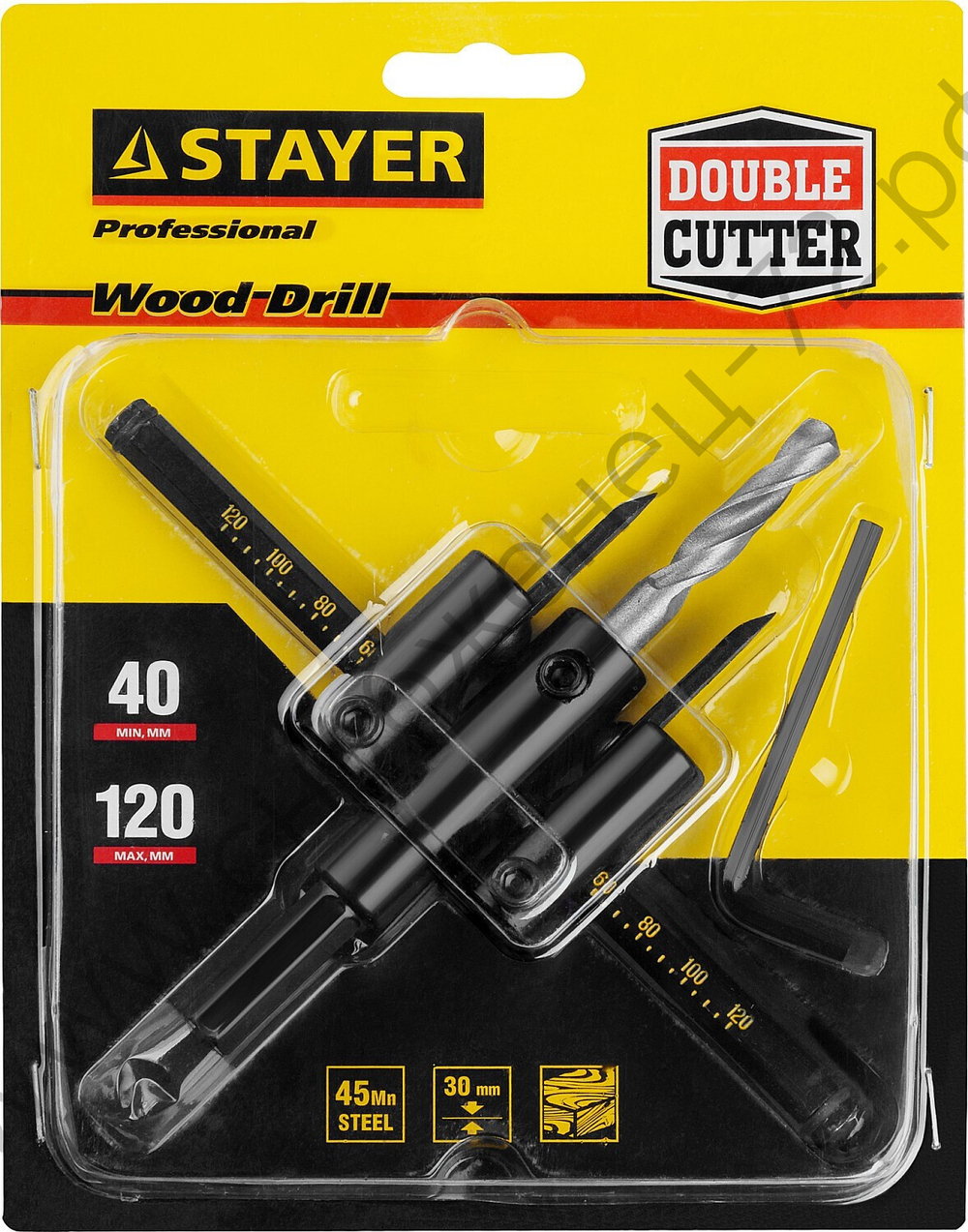 Сверло регулируемое, STAYER Profi 2944, двухрезцовое, по дереву, ″Балеринка″, d=40-120мм