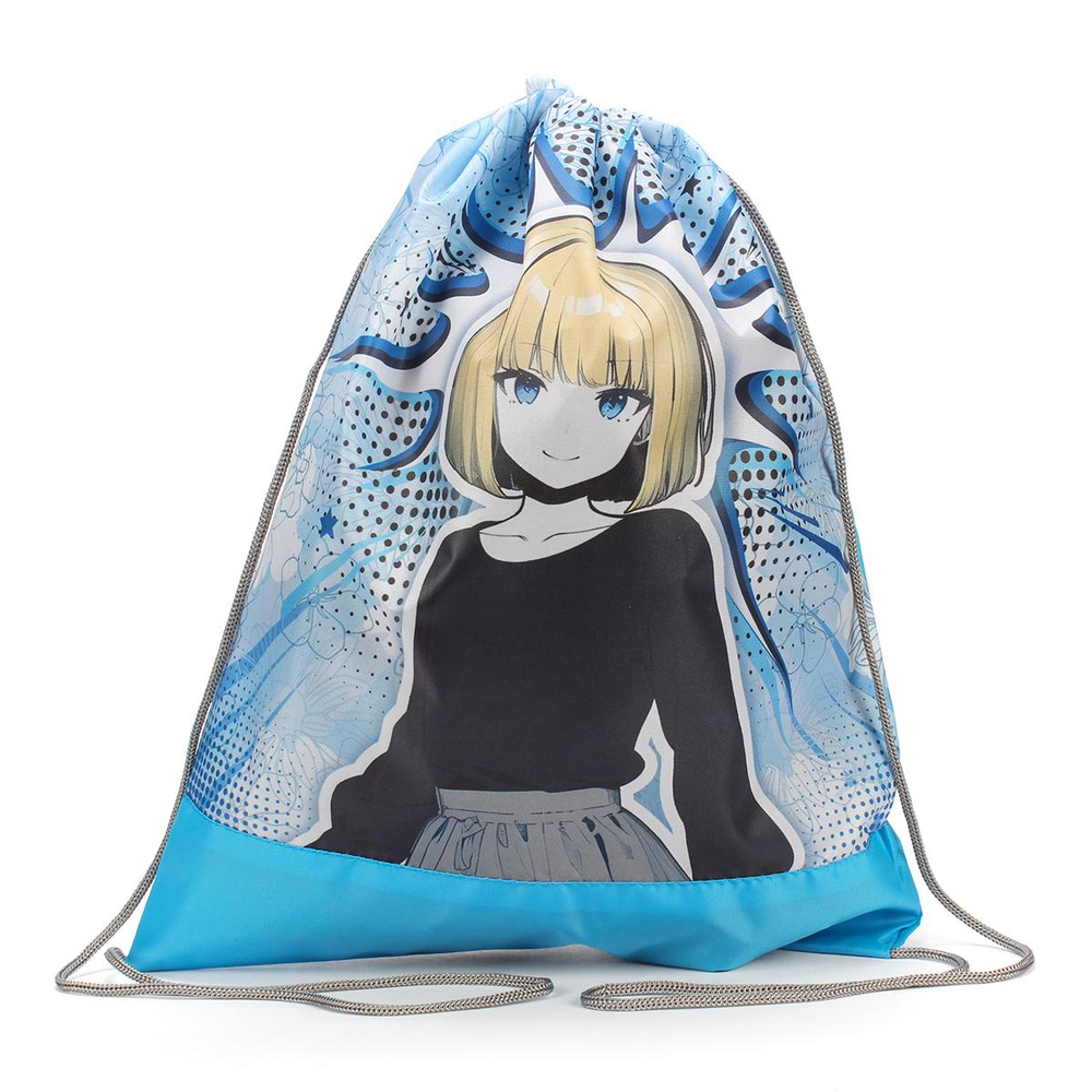 Сумка д/сменной обуви цветная, ткань, дизайн 420/340 "Девочка на голубом 2024" (Пчелка)