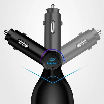Переходник прикуривателя на 2 гнезда +2гнUSB+ QC3.0 3A