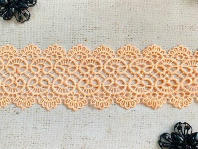 Кружево плетеное, ш. 6 см, персиковый