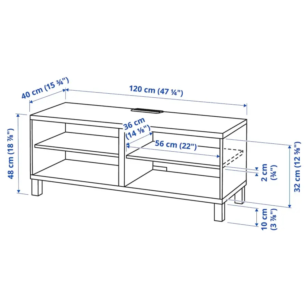 Каркас тумбы под ТВ - IKEA BESTÅ/BESTA/БЕСТА\БЕСТО ИКЕА, 120x40x48 см, коричневый