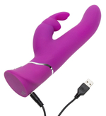 Лиловый вибратор Curve Thrusting Rechargeable Rabbit Vibrator - 24,1 см. (Цвет: лиловый)