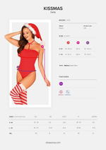 Очаровательное боди Kissmas в новогоднем стиле (Размер: L-XL) (Цвет: красный с белым)