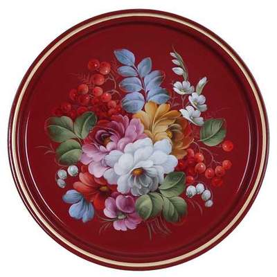 Жостовский поднос декоративный, размер 30 см (A9), металлический