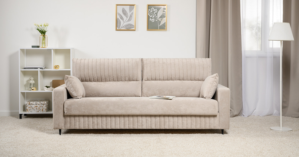 Изабель диван-кровать (велюр бежевый)