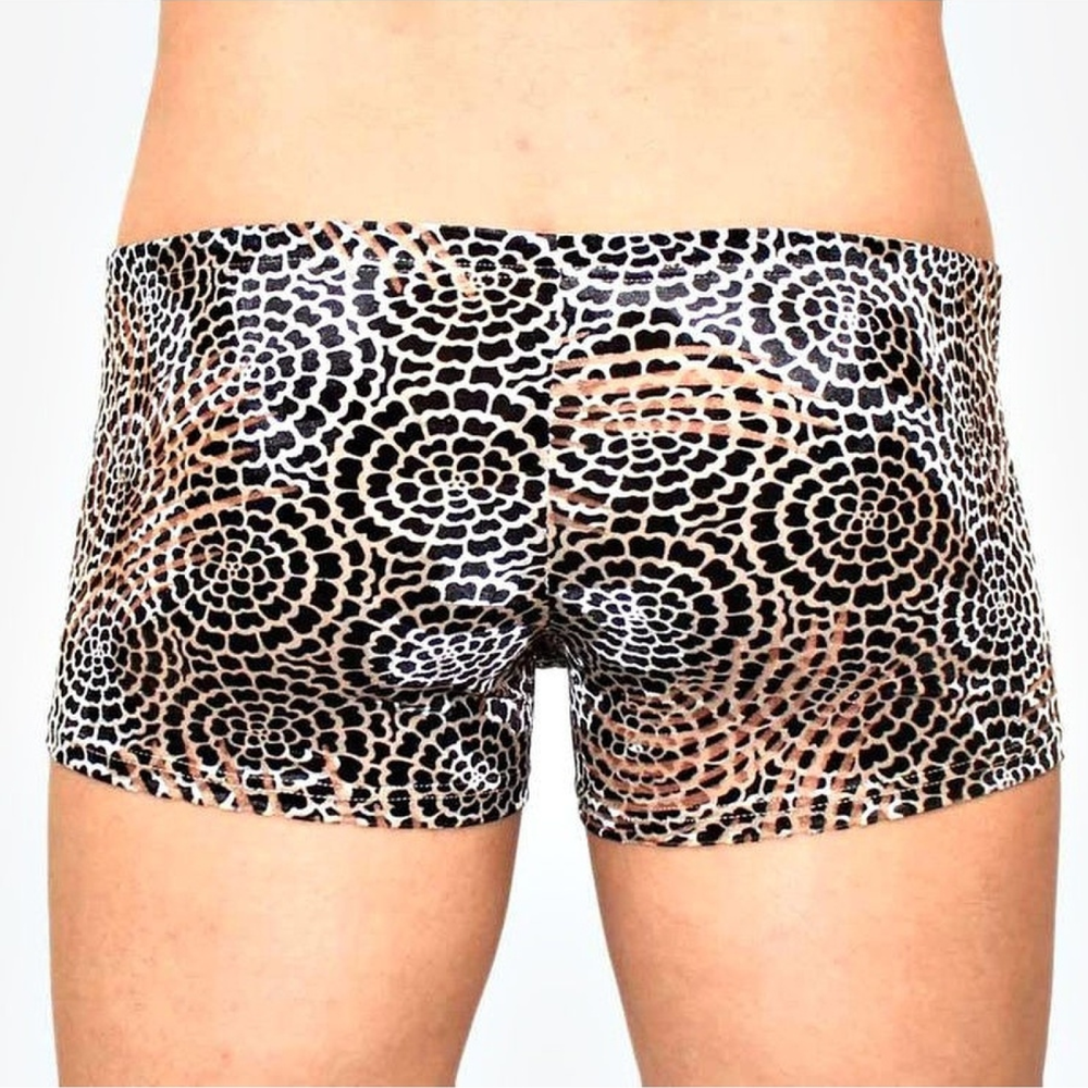 Мужские трусы боксеры черные с узором под велюр Romeo Rossi Boxer RR00229