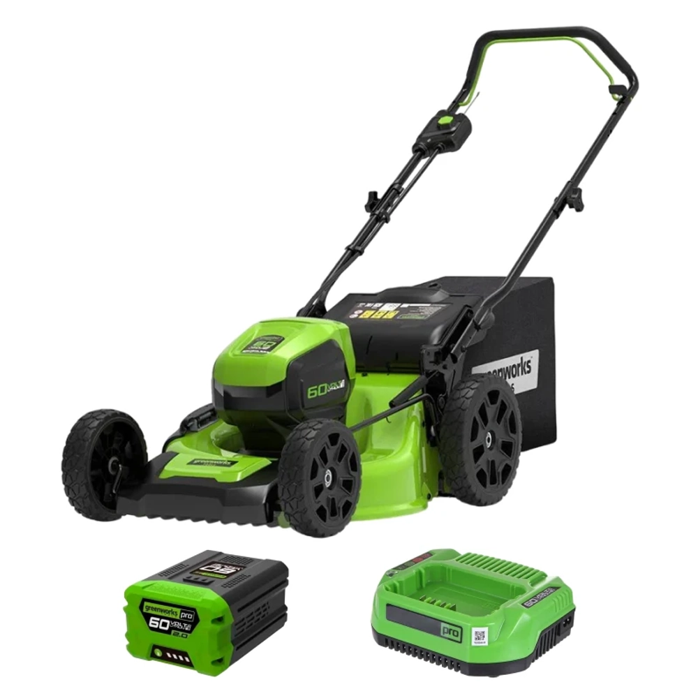 Аккумуляторная газонокосилка Greenworks GD60LM46HPK2 60В (1 x 2 Ач, ЗУ) нож 46 см, 2502807UA