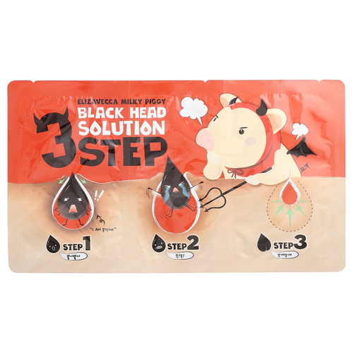 Elizavecca, Milky Piggy, средство для избавления от черных угрей в 3 шага, 6 г