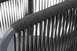 "Романо" стул плетеный из роупа, каркас алюминий темно-серый (RAL7024) муар, роуп темно-серый круглый, ткань темно-серая 027