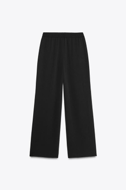 ZARA СТРУЯЩИЕСЯ БРЮКИ В ПИЖАМНОМ СТИЛЕ, ЧЕРНЫЙ