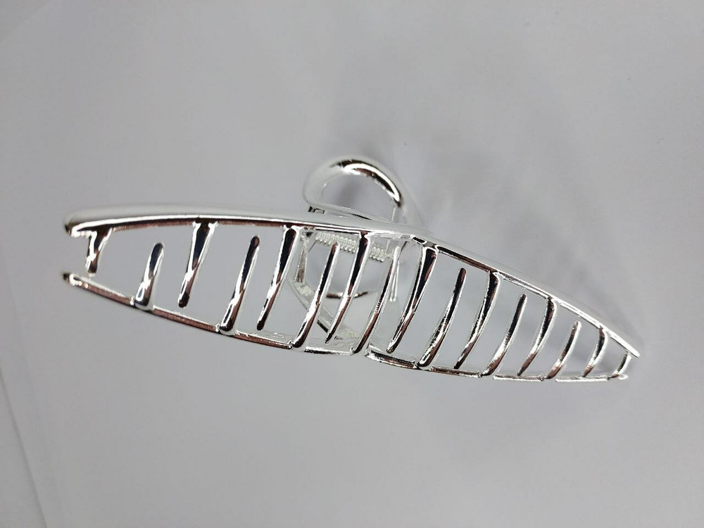 Заколка  краб для волос. Подходит для длинных и густых волос Петля. Усиленная. Цвет серебро.